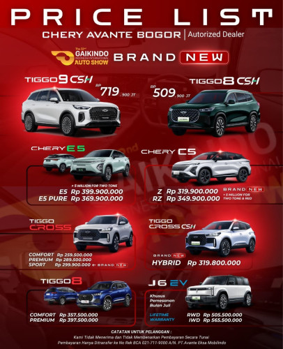 Pricelist Harga Chery tarogongkidul 2025